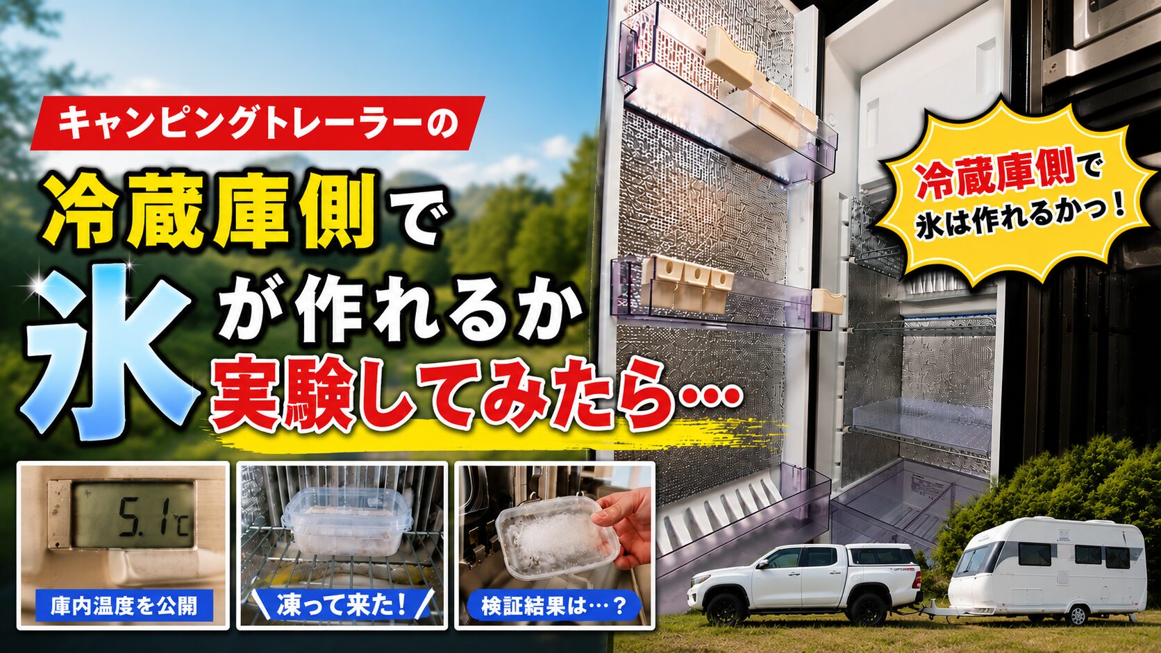 3way冷蔵庫の‟冷蔵庫側”で氷が作れるか実験アイキャッチ画像