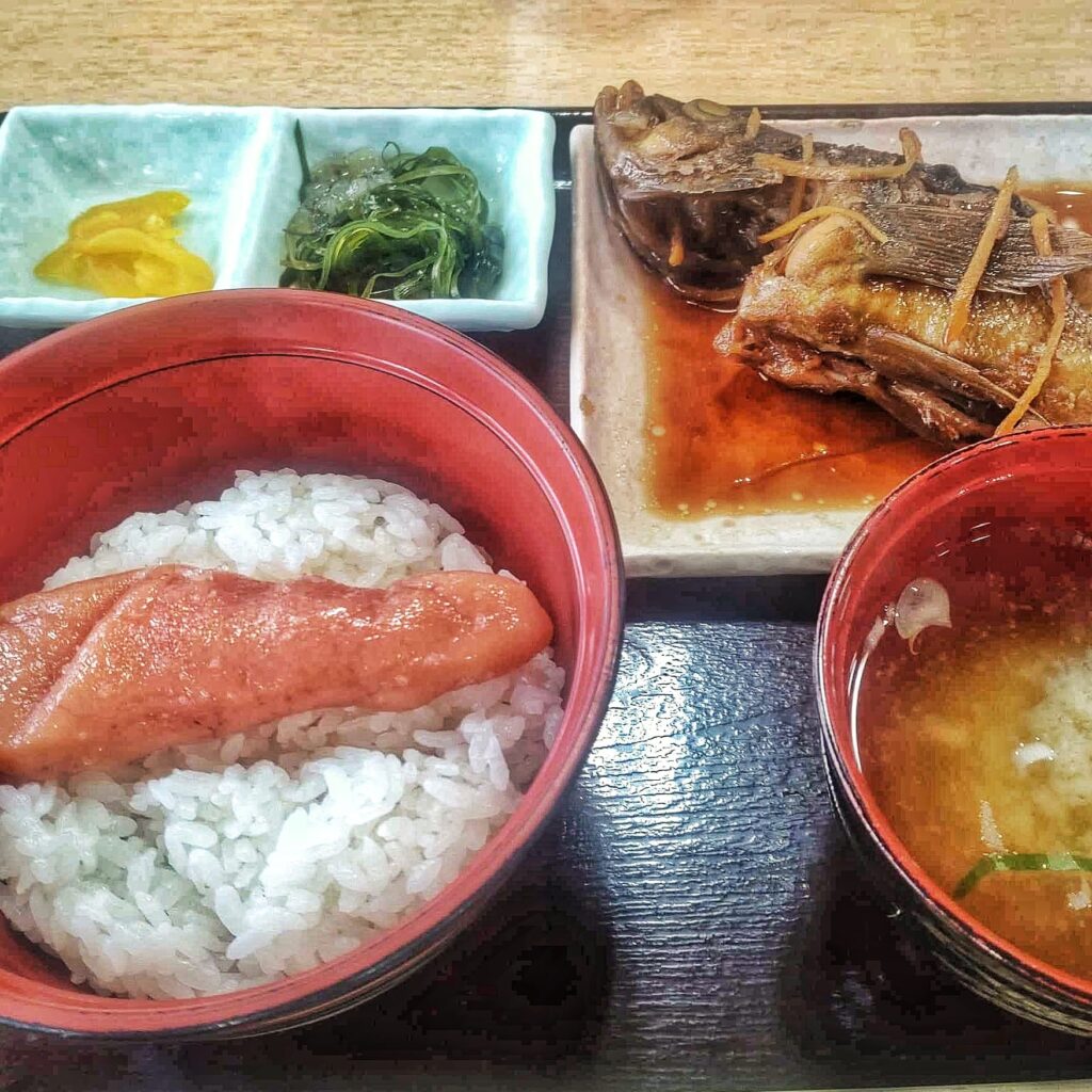 しかべ間欠泉で食べたタラコ定食