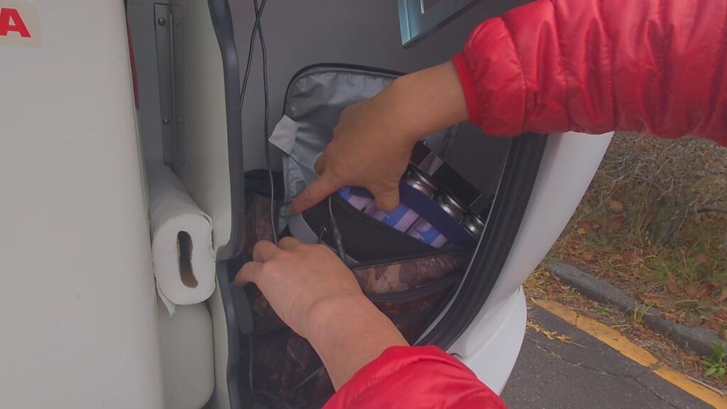 ソフトクーラーバックにガスを収納した状態