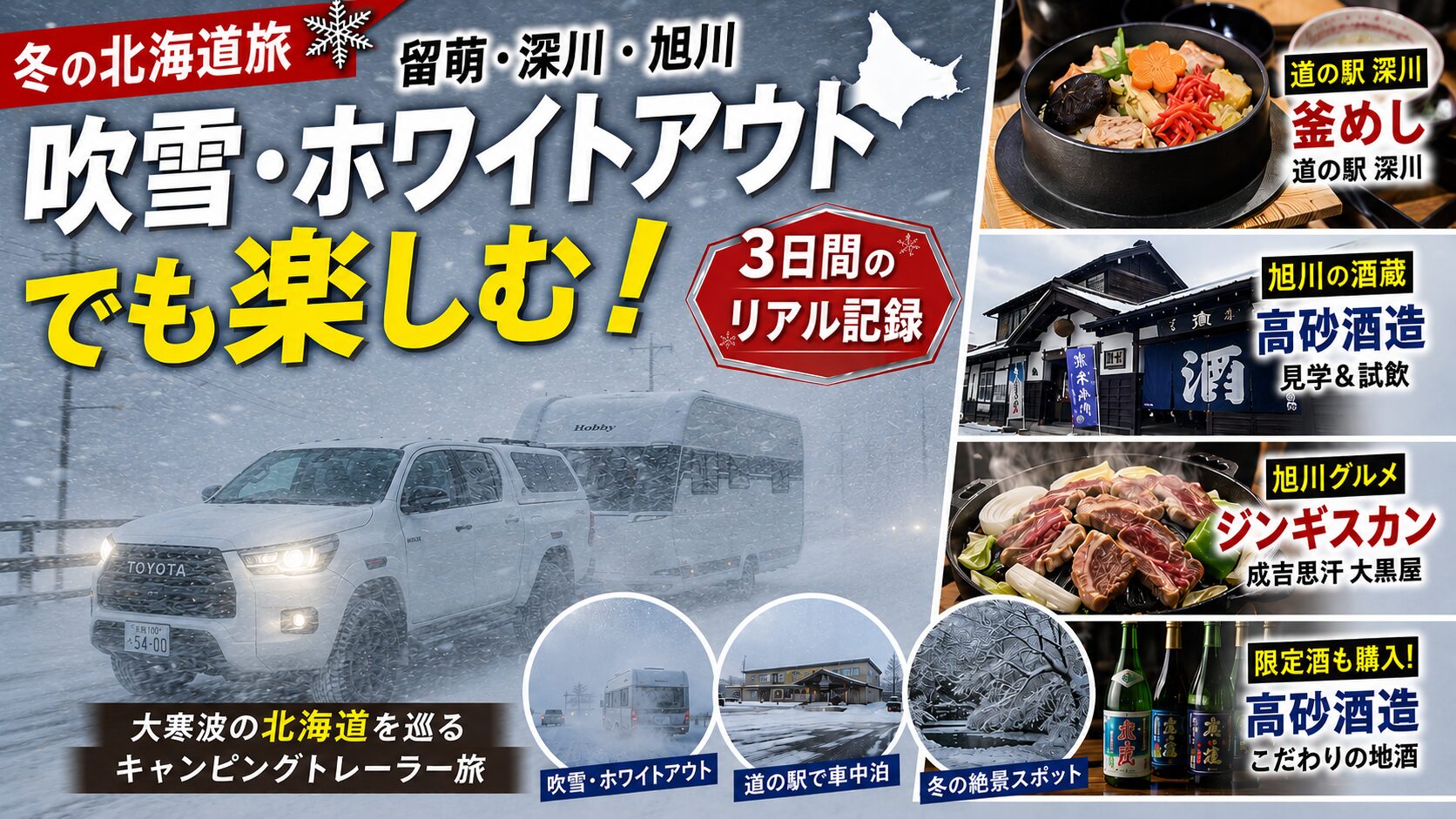 キャンピングトレーラー冬旅留萌深川旭川アイキャッチ画像