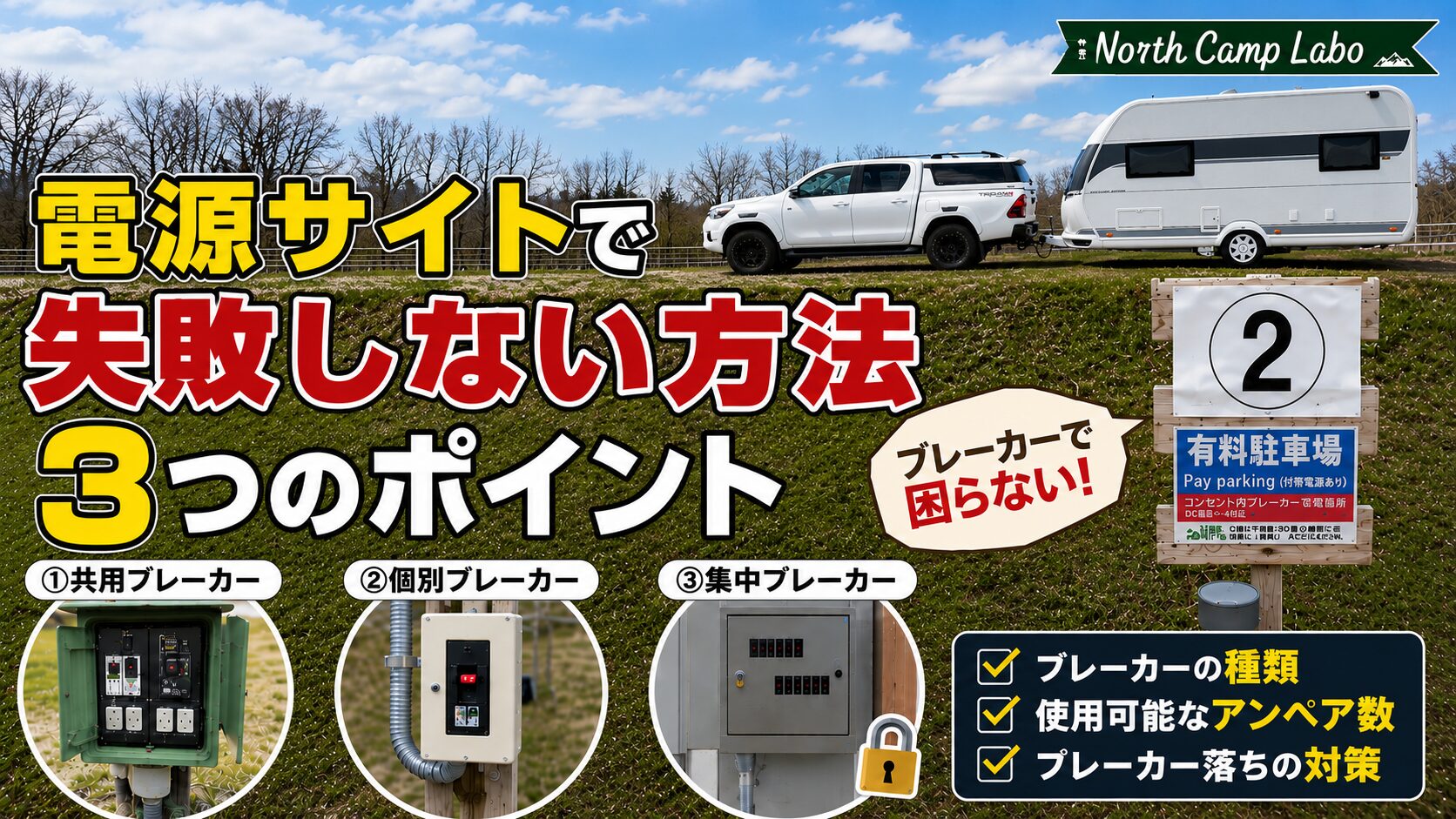 電源サイトではブレーカーを注意するアイキャッチ画像